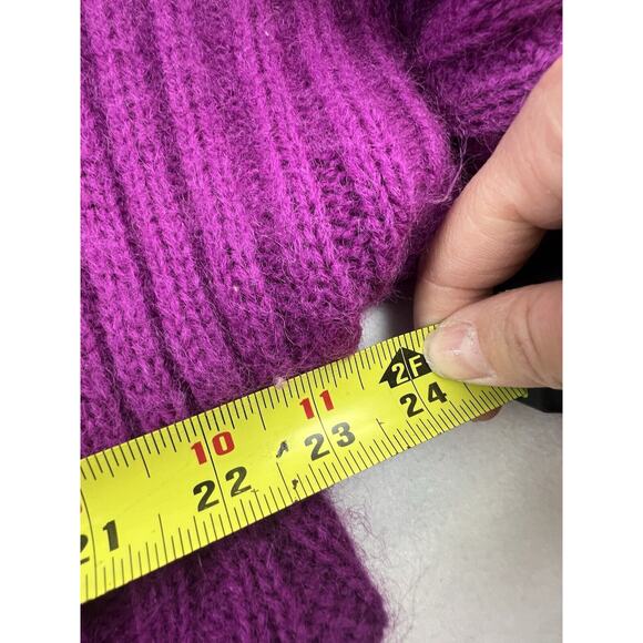 Vintage IB Diffusion Sweater Womens S Purple Wool Mohair Cardigan Shawl 4 button - Picture 7 of 8